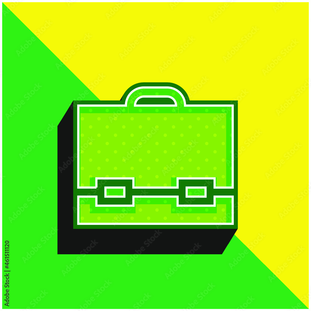 Briefcase Green and yellow modern 3d vector icon logo