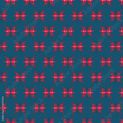 Abstract red roses pattern on a dark blue background