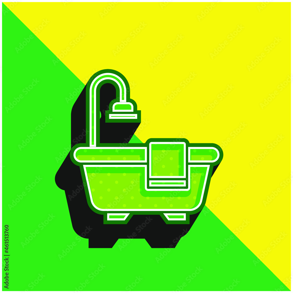 Bathtub Green and yellow modern 3d vector icon logo Bathtub Green and yellow modern 3d vector icon logo