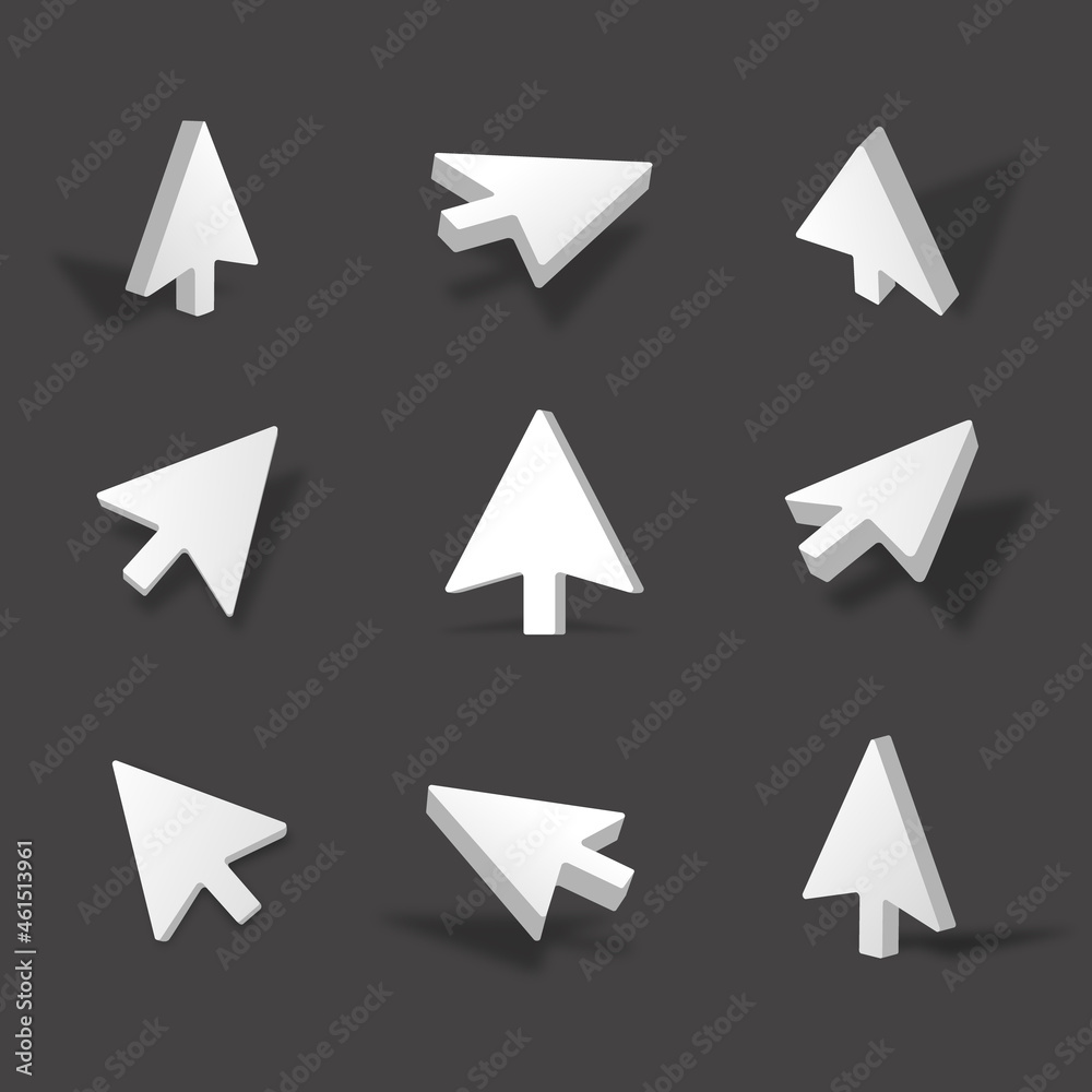 White 3d arrow illustration with different views and angles White 3d arrow illustration with different views and angles