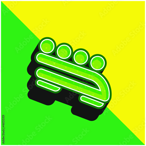 Bobsled Green and yellow modern 3d vector icon logo