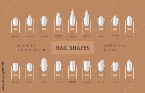 Leinwand Poster Different types of nail shapes