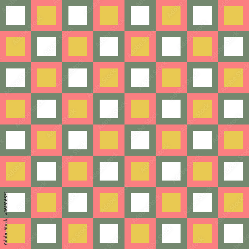 Seamless pattern of rows of yellow and white squares for textiles. Seamless pattern of rows of yellow and white squares for textiles.