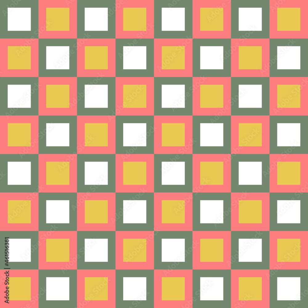 Seamless pattern of rows of yellow and white squares for textiles. Seamless pattern of rows of yellow and white squares for textiles.