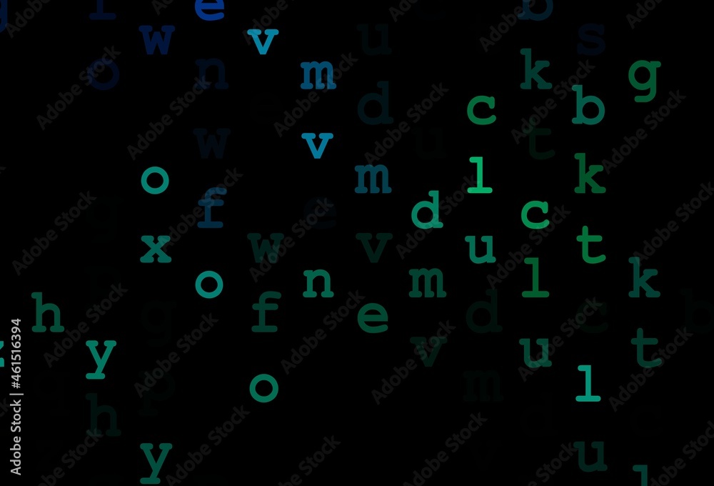 Dark blue, green vector template with isolated letters. Dark blue, green vector template with isolated letters.