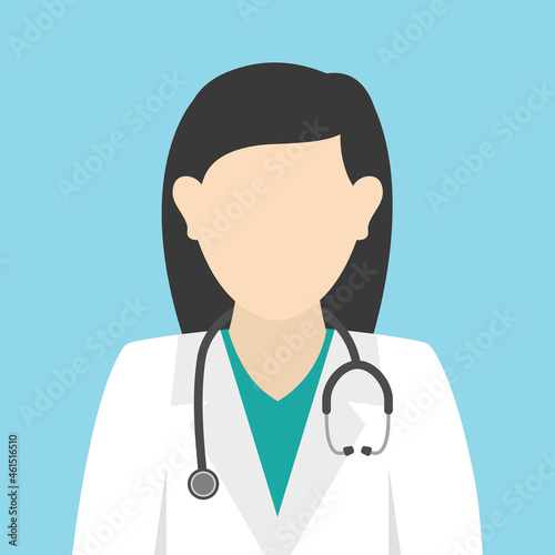 Female doctor avatar clipart icon vector in flat design