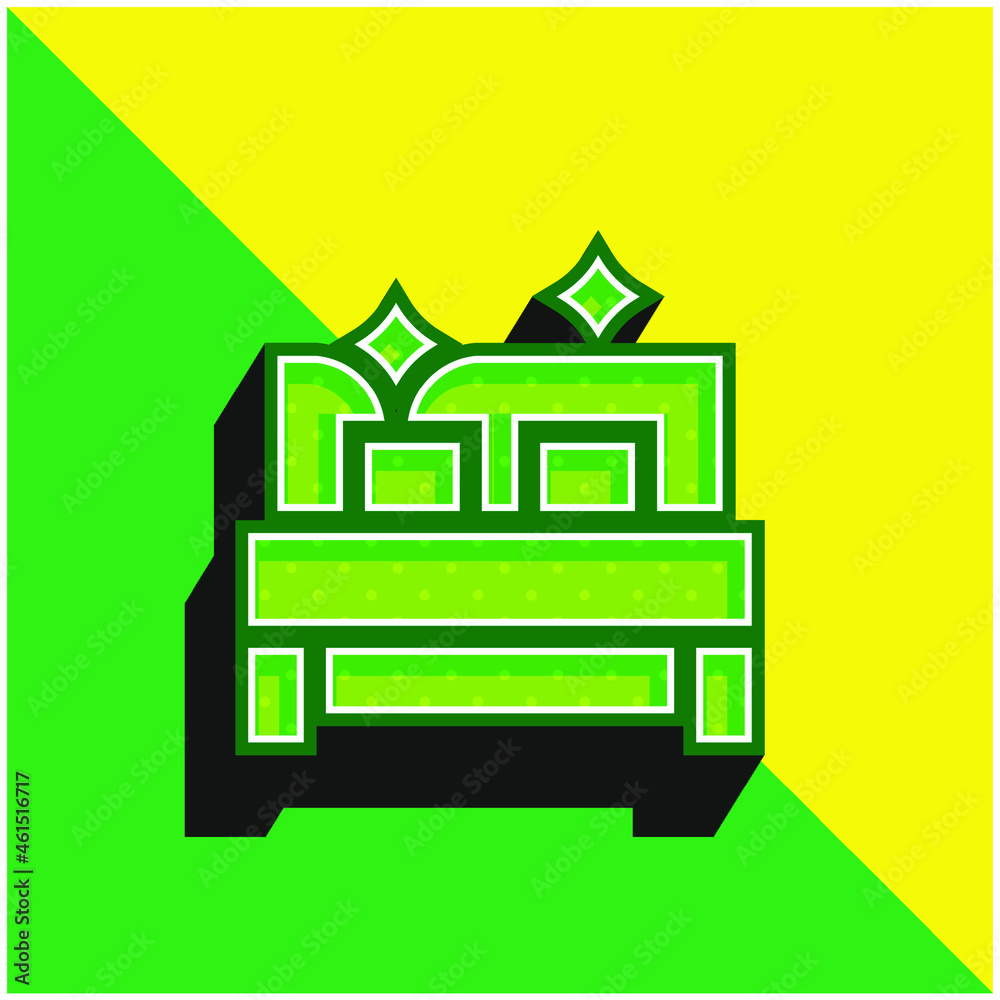 Bedroom Green and yellow modern 3d vector icon logo Bedroom Green and yellow modern 3d vector icon logo