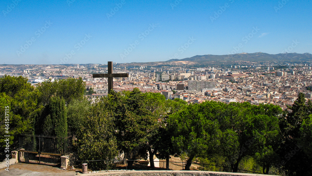 Cityscape of Marseille in France from Notre Dame de la Garde Cathedral