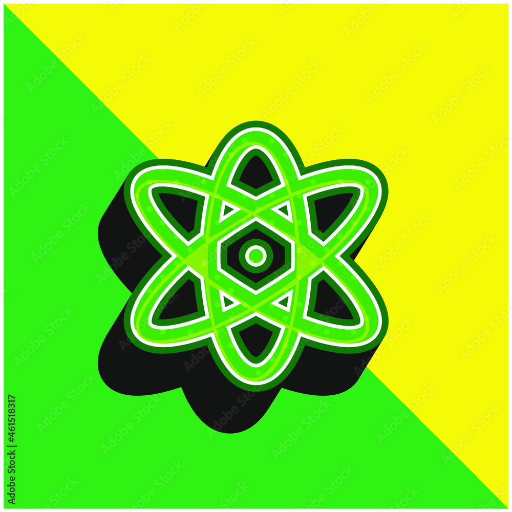 Atom Green and yellow modern 3d vector icon logo Atom Green and yellow modern 3d vector icon logo