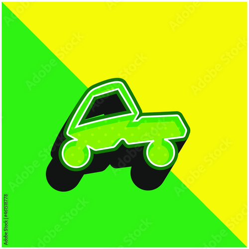Adventure Sport On A Car Green and yellow modern 3d vector icon logo