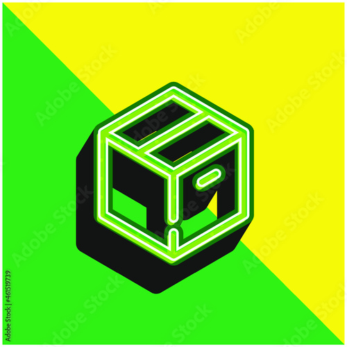 Big Box Green and yellow modern 3d vector icon logo