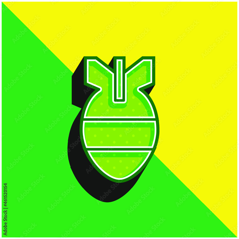 Bomb Green and yellow modern 3d vector icon logo