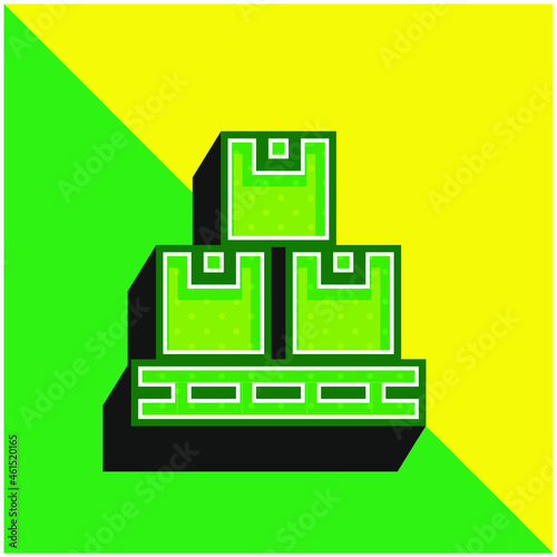 Box Green and yellow modern 3d vector icon logo