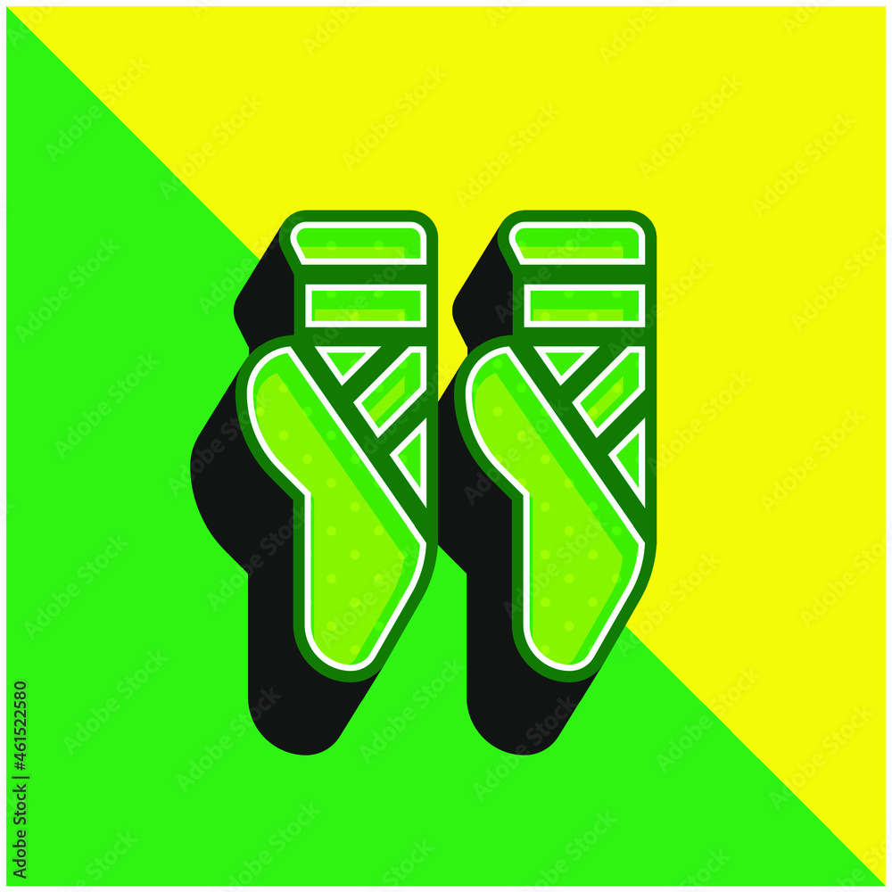 Ballet Green and yellow modern 3d vector icon logo Ballet Green and yellow modern 3d vector icon logo
