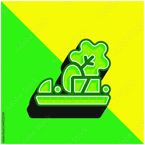 Antipasto Green and yellow modern 3d vector icon logo
