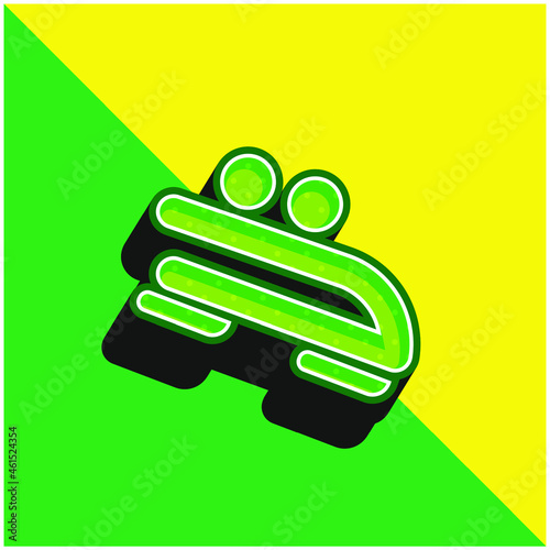 Bobsled Green and yellow modern 3d vector icon logo