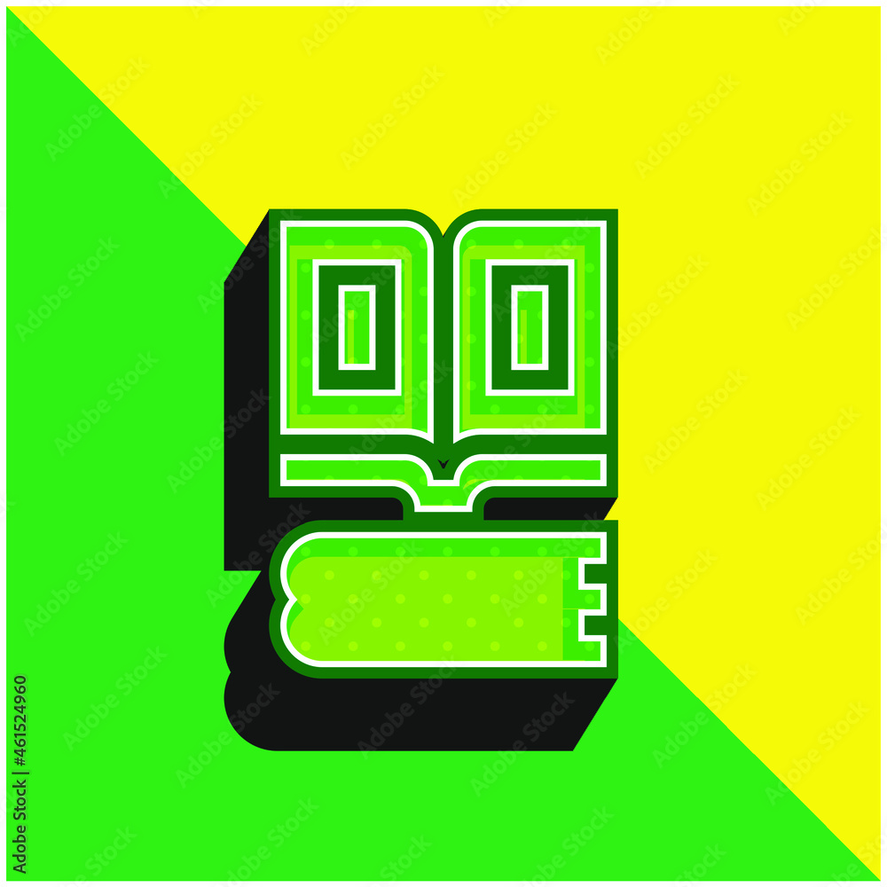 Book Green and yellow modern 3d vector icon logo Book Green and yellow modern 3d vector icon logo