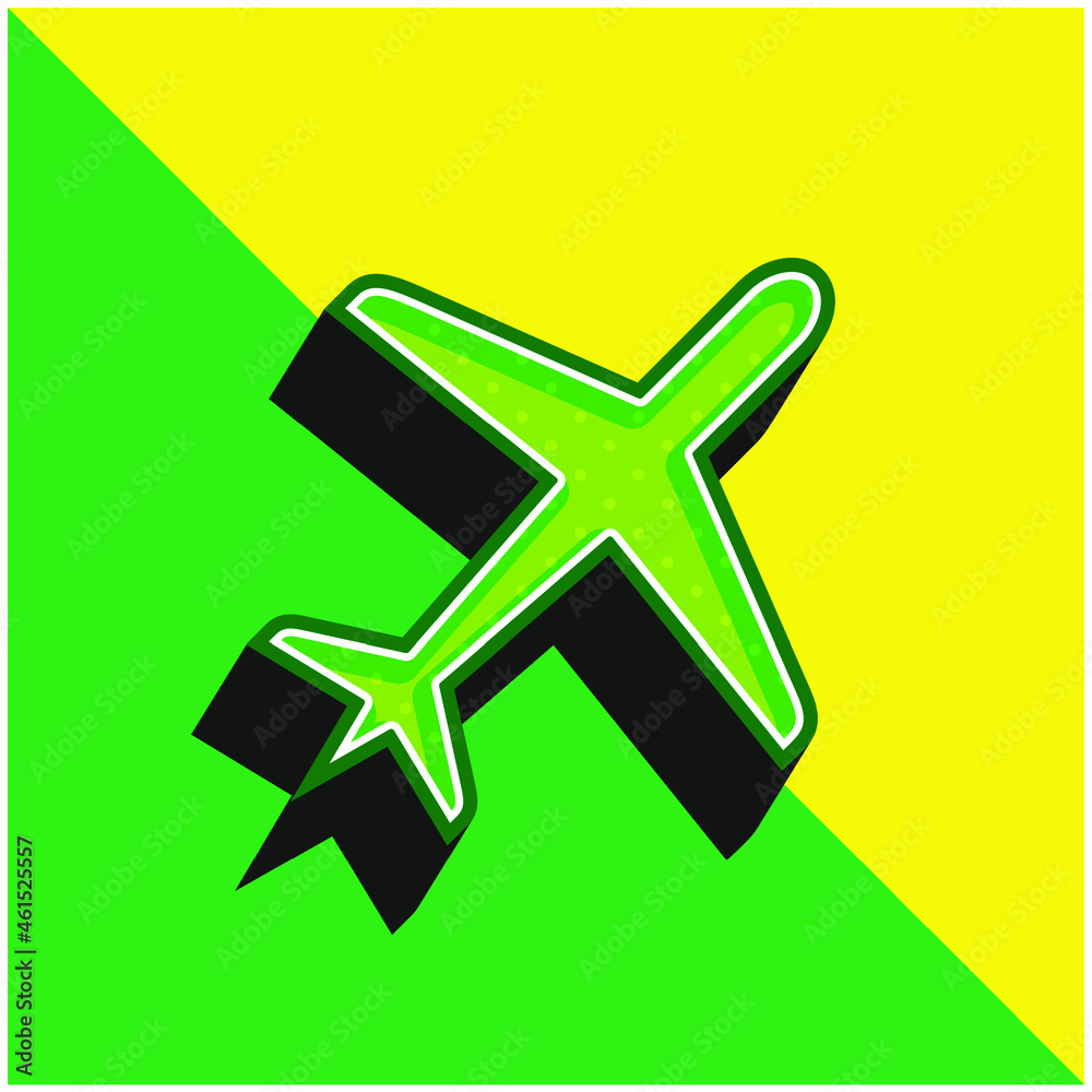 Airplane Green and yellow modern 3d vector icon logo Airplane Green and yellow modern 3d vector icon logo
