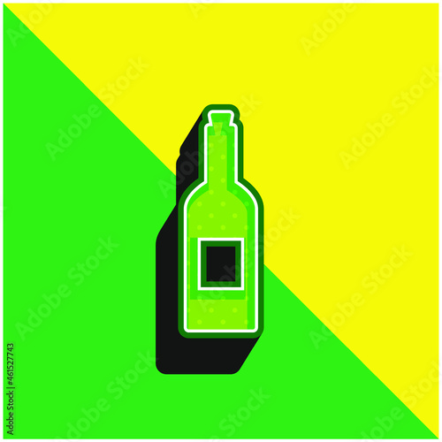 Bottle Of Wine Green and yellow modern 3d vector icon logo