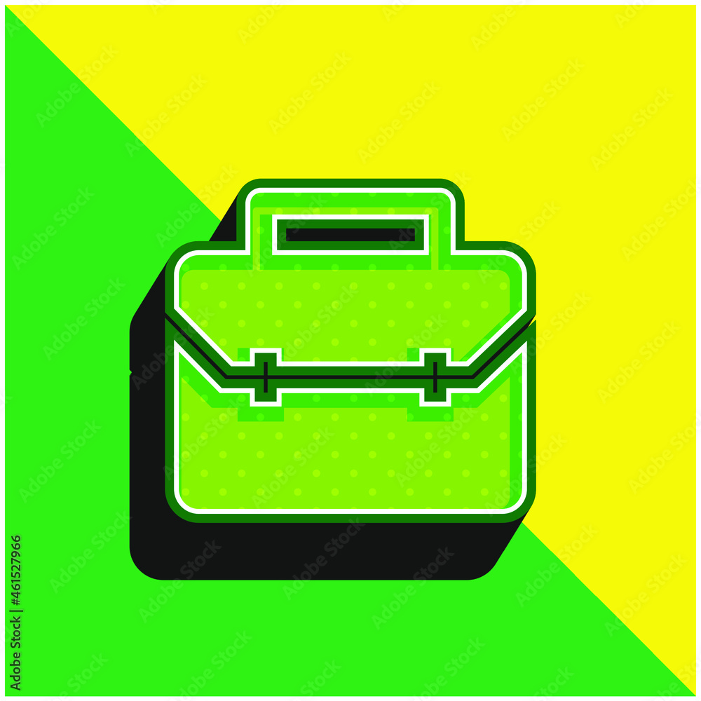 Briefcase Green and yellow modern 3d vector icon logo Briefcase Green and yellow modern 3d vector icon logo