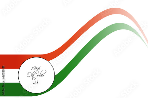 isolated on white tricolor ribbon overlay symbol of the hungarian national day 23 october 1956 uprising photo