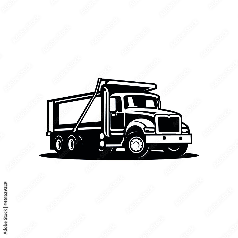 Dump Truck Silhouette. Tipper Truck Black and White Vector Isolated Dump Truck Silhouette. Tipper Truck Black and White Vector Isolated
