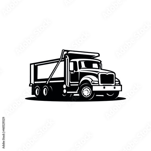 Dump Truck Silhouette. Tipper Truck Black and White Vector Isolated © winana