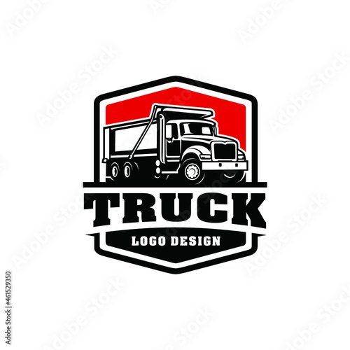 Dump Truck Silhouette. Tipper Truck Black and White Logo Vector Isolated