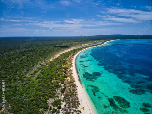 Bahía de las Águilas Dominican coast stunning view, hidden beach in the south of the Dominican Republic © Steven