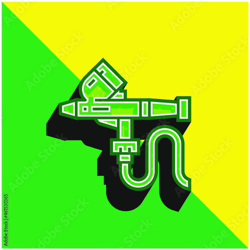 Airbrush Green and yellow modern 3d vector icon logo