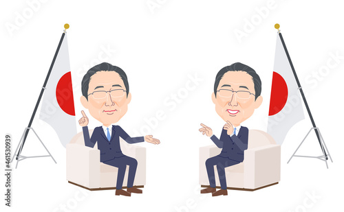 外交会談をする眼鏡をかけた壮年男性のセット