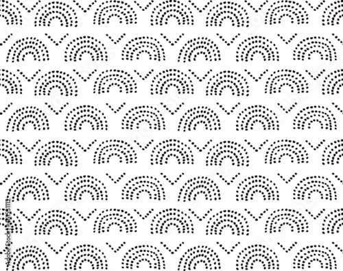 Dots in semicircle shape seamless pattern. Circle spotted vector illustration