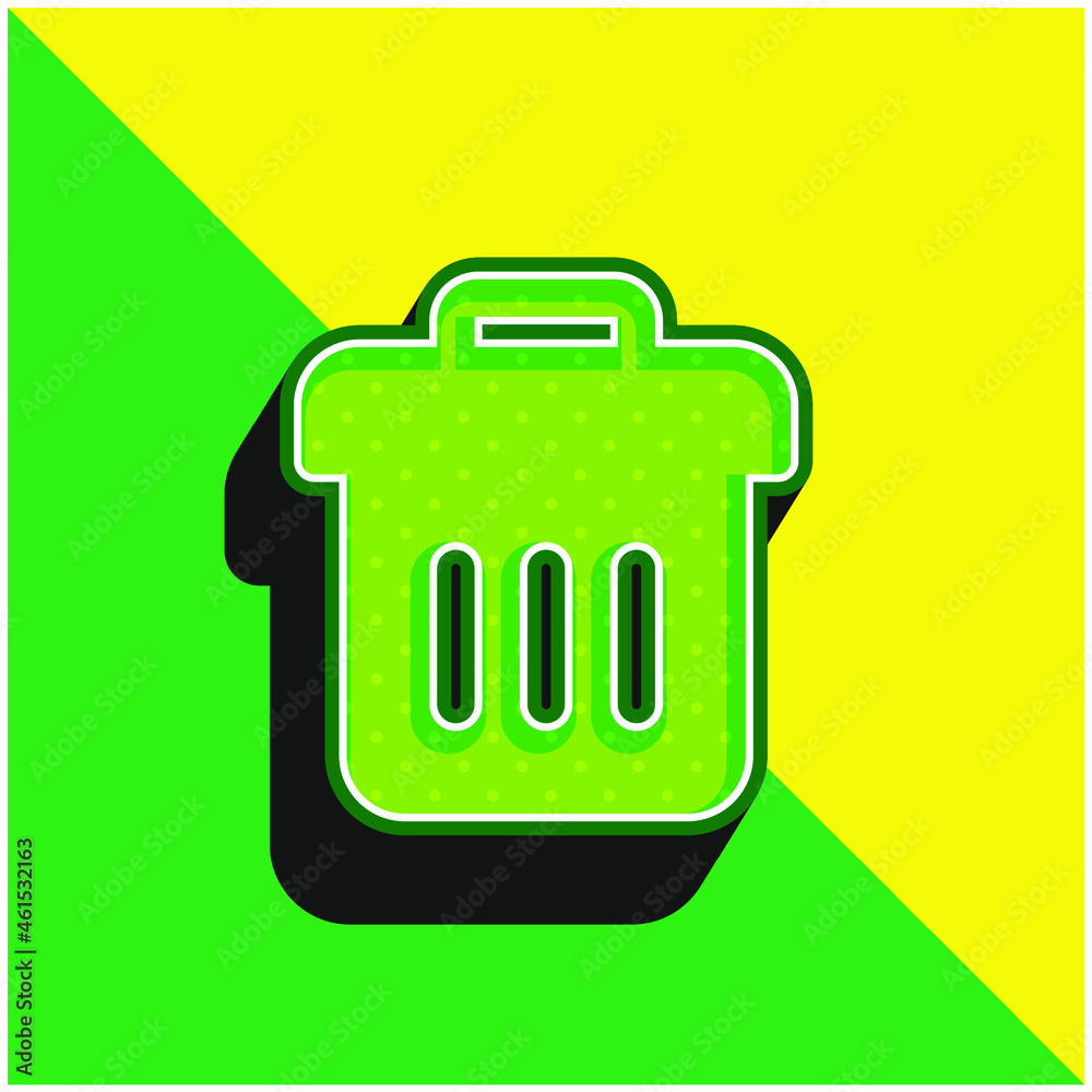 Bin Green and yellow modern 3d vector icon logo Bin Green and yellow modern 3d vector icon logo