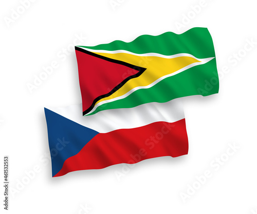 Flags of Czech Republic and Co-operative Republic of Guyana on a white background