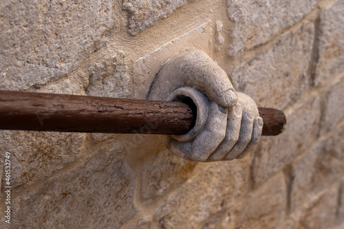 Handrail banister of sculptured hand