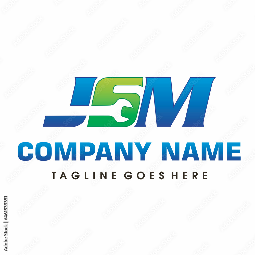 modern letter JSM plumbing logo company vector design