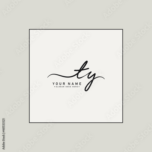 Initial Letter TY Logo - Handwritten Signature Style Logo photo