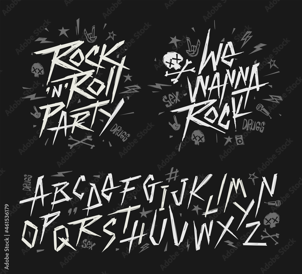 Premium Vector  Rock n roll punk music doodle set
