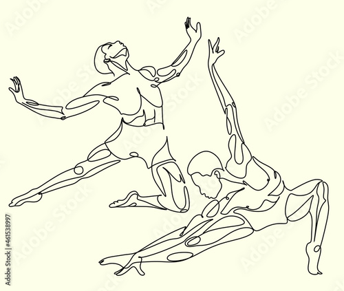 Modern ballet dancer Line art Vector.  One line man dancer ballet move. Creative concept of dances. A modern street dance, dancer, young, street, urban, break, hip-hop, dancing.