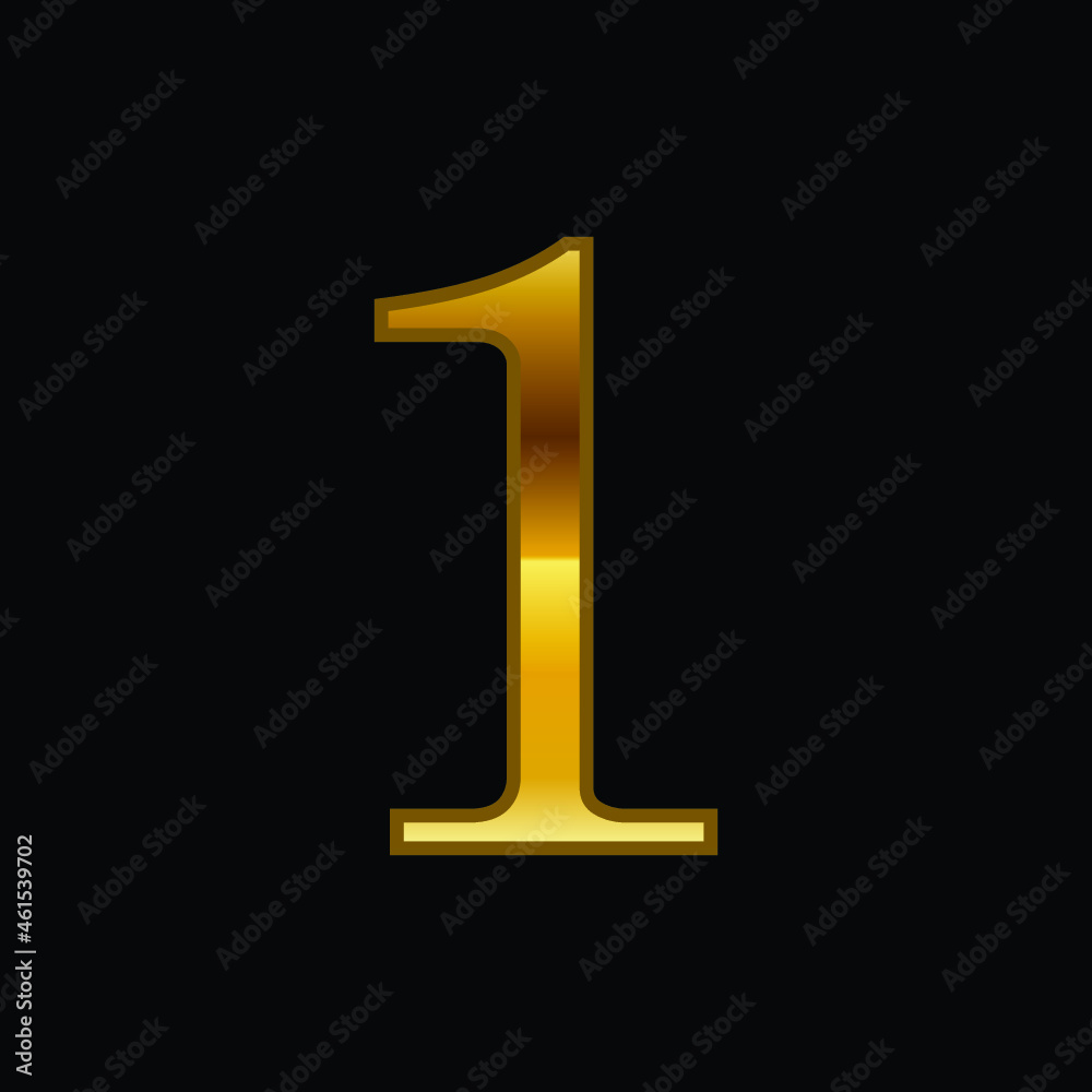 Dark gold number 1. Vector font isolated on black background. Dark gold number 1. Vector font isolated on black background.