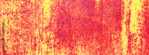 Banner rusty yellow painted metal background.