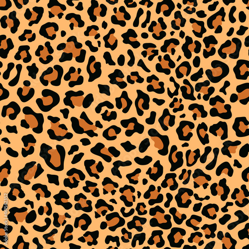  Yellow leopard background vector trendy print, wild cat pattern, new stylish fashion design.