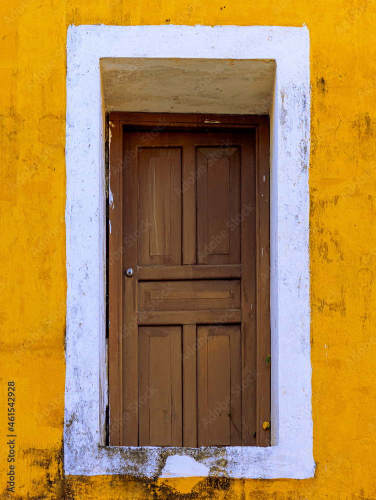 Front door of a traditional home in Izamal, Mexico.