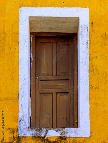 Front door of a traditional home in Izamal, Mexico.