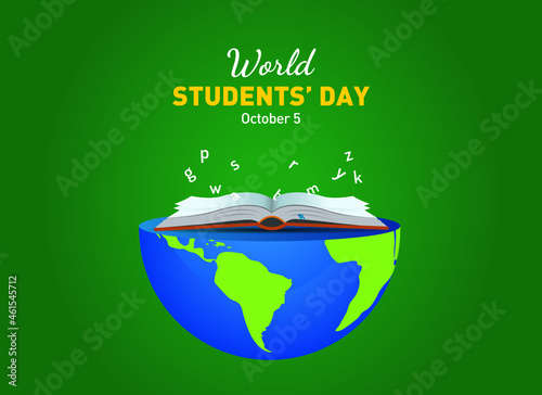 World students' day concept background. Happy student day vector illustration.
