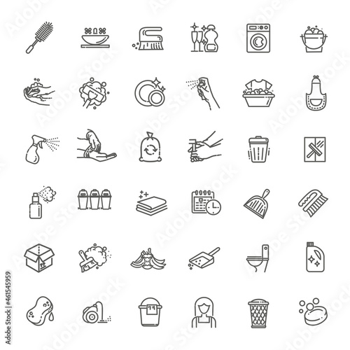 cleaning service concept illustration thin line flat design