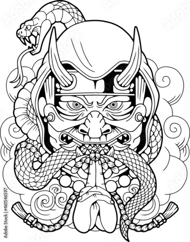 mythological japanese assassin shinobi, illustration design