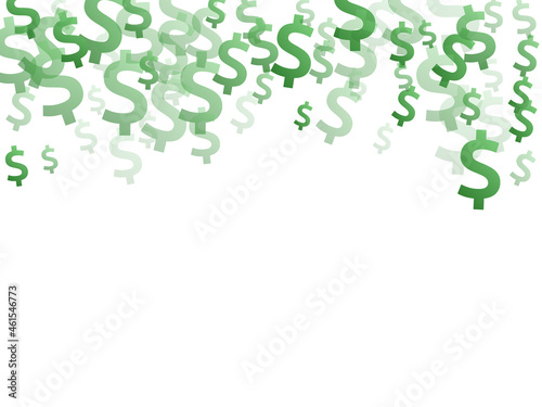 Green dollar symbols scatter money vector