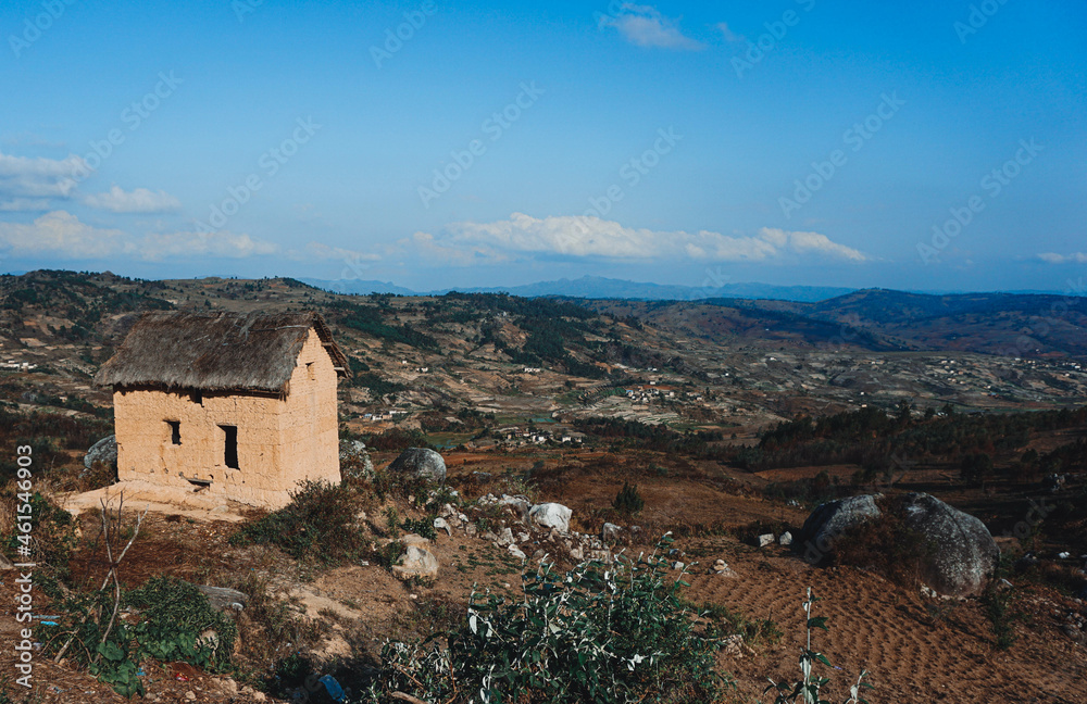Photo of an abandoned village and house in the field