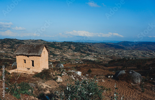 Photo of an abandoned village and house in the field